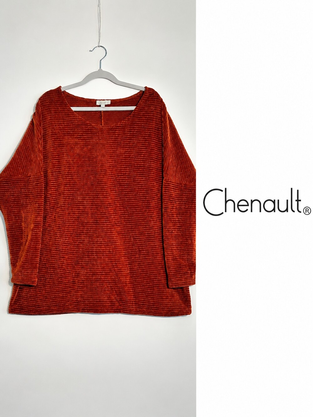 Chenault 3X Burnt Orange Chenille Oversized Sweater Tunic